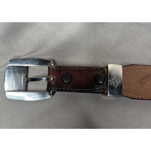 Justin Top Grain Leather Western Belt Brown Silver Buckle Concho Size 39 USA - Picture 7 of 9